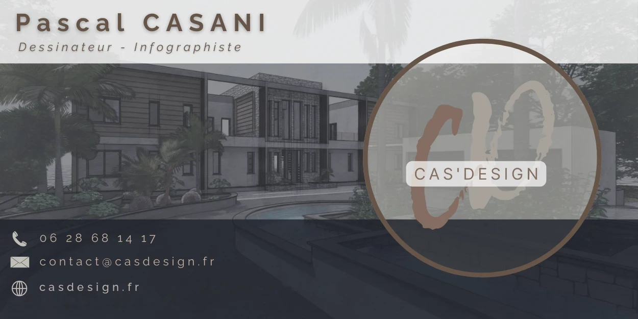 Carte de visite Cas'Design — Pascal Casani, dessinateur infographiste
